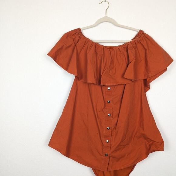 Thebe Magugu Orange Off The Shoulder Mini Dress Size S - Picture 3 of 9